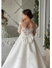 Ivory Lace Satin Flower Girl Dress With Sweep Train